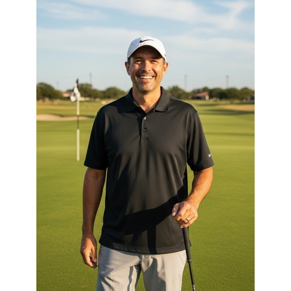 Nike Golf Black Dri-Fit UV Protection Classic Polo Shirt Outdoor Mens Size XL - Picture 1 of 8